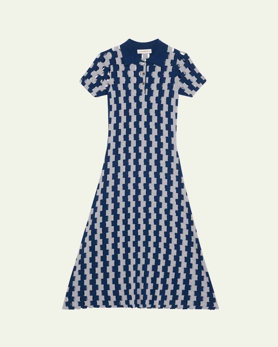 Margerite Abstract Cutout Merino Wool Midi Dress